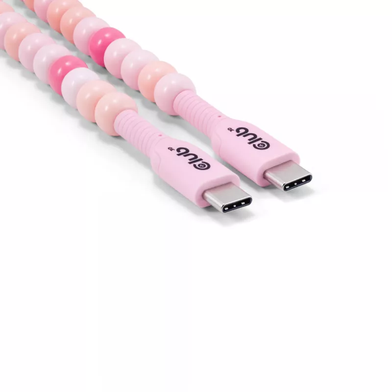 Club 3D CAC-3010 USB-C uz USB-C pērlīšu kabelis, 2 m, PD 60 W, 480 Mbps, rozā