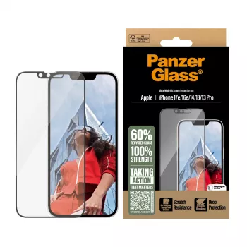 PanzerGlass® Ekrāna aizsargs iPhone 17e | 16e | 14 | 13 | 13 Pro | Ultra-Wide Fit ar EasyAligner