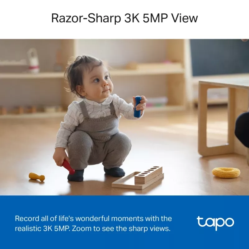 TP-Link Tapo Pan/Tilt AI mājas drošības Wi-Fi kamera, 3K 5MP, 2.4 GHz, horizontāli 360°