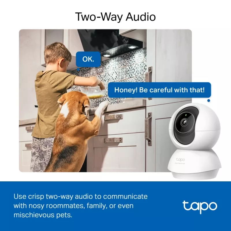 TP-Link Tapo Pan/Tilt AI mājas drošības Wi-Fi kamera, 3K 5MP, 2.4 GHz, horizontāli 360°