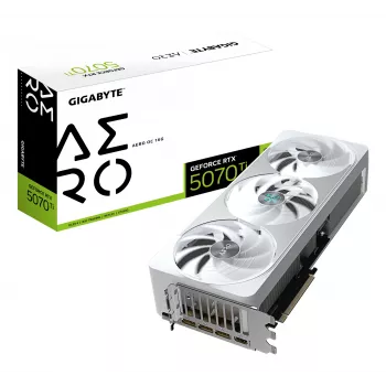 Grafikas karte GIGABYTE GeForce RTX 5070 Ti 16 GB GDDR7, PCIe 5.0, 8960 CUDA, 30000 MHz, 256 bitu, WINDFORCE 3X, balta