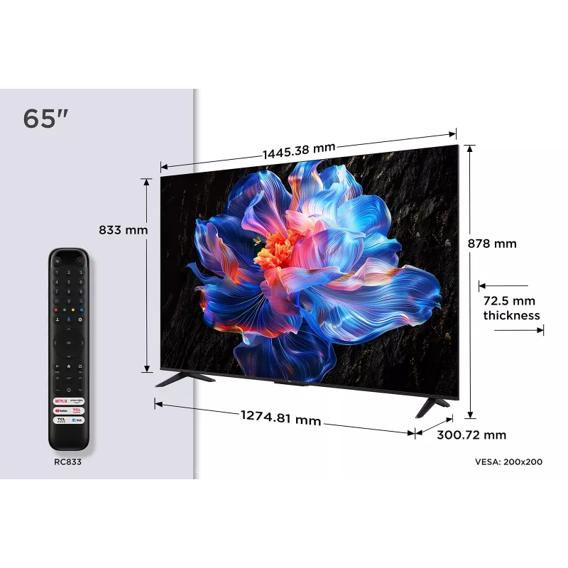 TCL V6C 65V6C televizors 165,1 cm (65 colli) 4K Ultra HD Smart TV Wi-Fi Metālisks 280 cd/m²