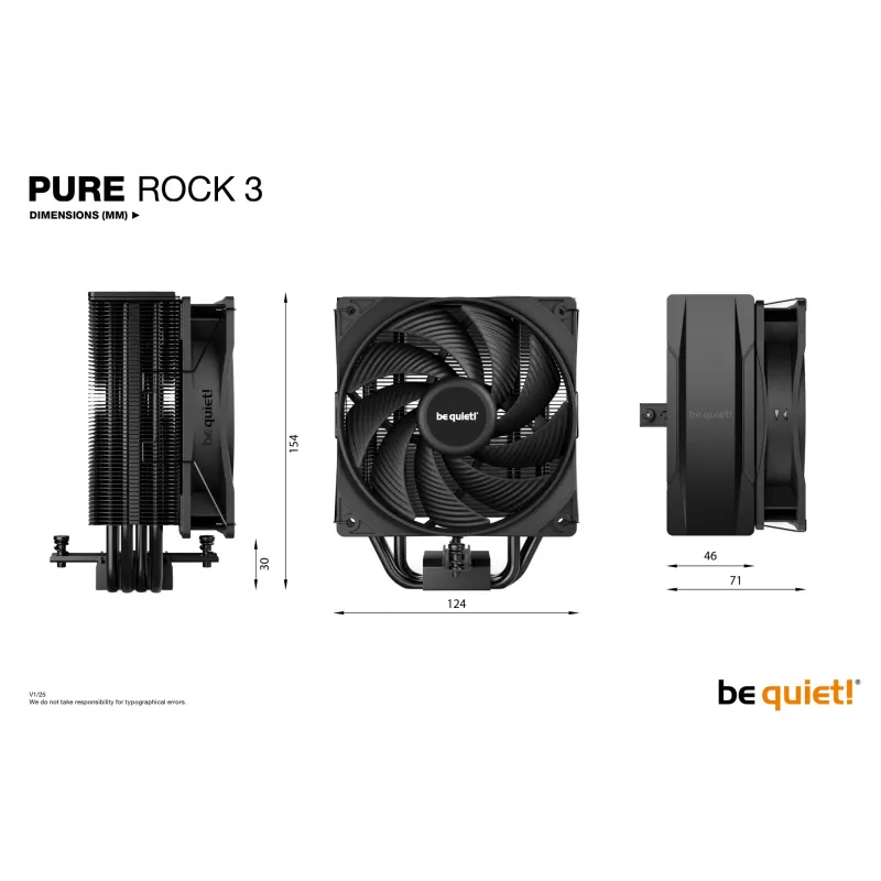 be quiet! Pure Rock 3 Black procesora dzesētājs 12 cm 1 gab.