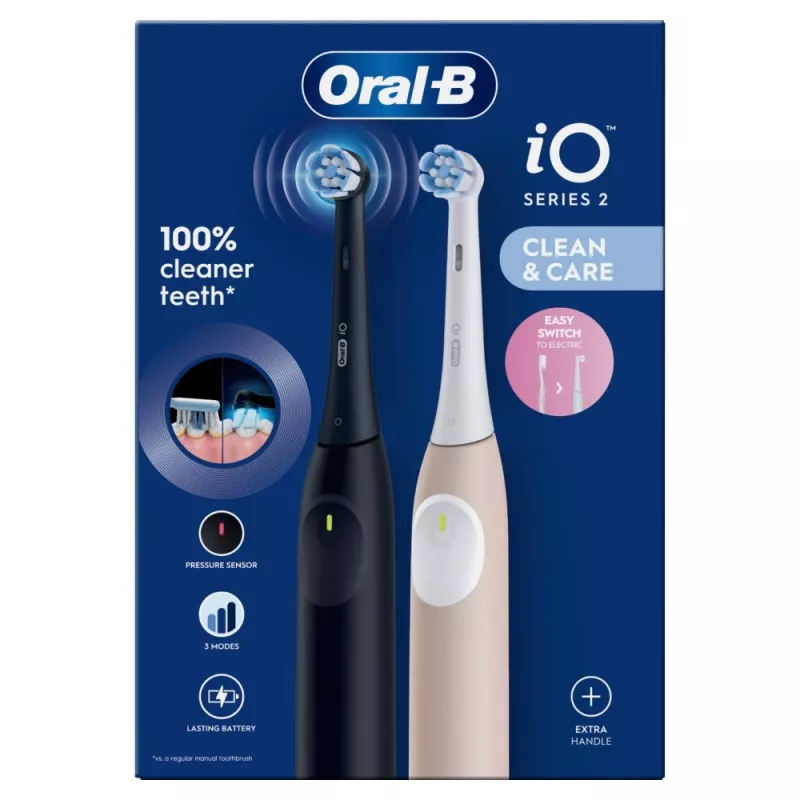 Elektriskā zobu birste Oral-B iO Series 2 Duo Black Pink ar viedā spiediena sensoru
