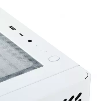 PC korpuss Cooler Master Elite 502 Midi Tower Balts — ATX, 3x 120mm priekšā, 120mm aizmugurē, barošanas bloks apakšā, atbalsta 2.5 inch un 3.5 inch diskus