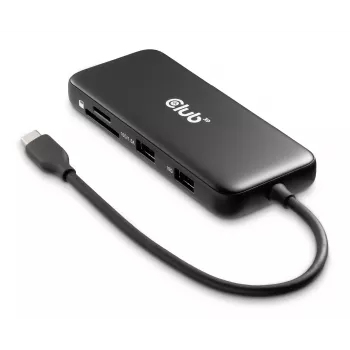 CLUB3D 8-1 Portatīvā USB Type-C 10Gbps dokstacija ar HDMI un DisplayPort 8K30Hz un PD līdz 100W