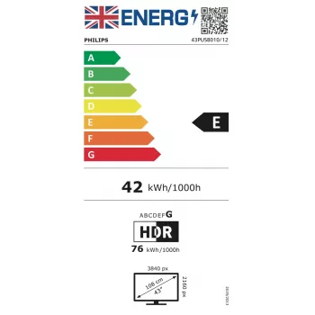 Philips 43PUS8010/12 televizors 109,2 cm (43 collas) 4K Ultra HD Smart TV Wi-Fi Melns