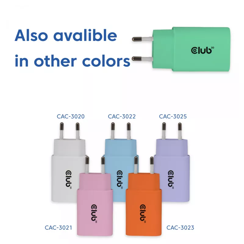 Club 3D USB-C lādētāju 2 komplekts 30W — Divi 30W USB-C sienas lādētāji