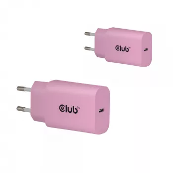 CLUB3D 2 gab. USB-C lādētājs 30W balts, iekštelpām, AC, rozā