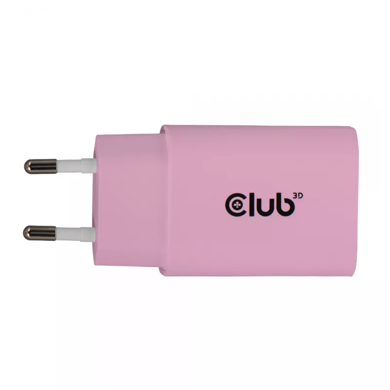 CLUB3D 2 gab. USB-C lādētājs 30W balts, iekštelpām, AC, rozā