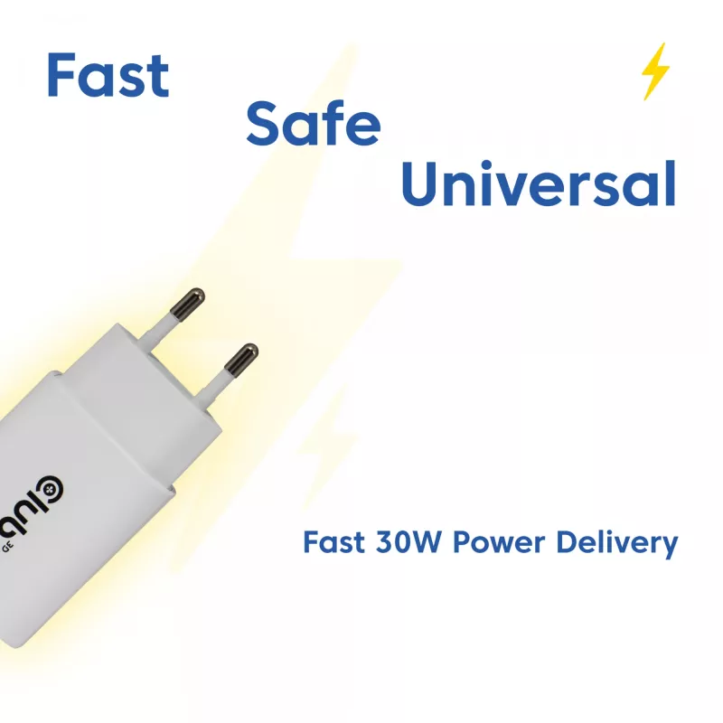 USB-C lādētājs 2‑pakā CLUB3D CAC-3020, 30 W kopā, balts