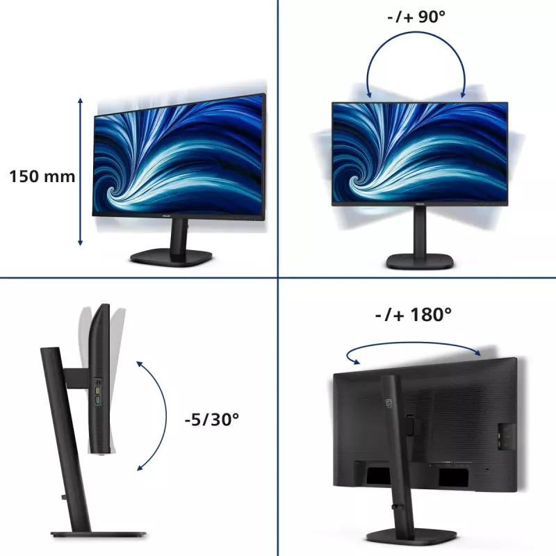 Philips 3000 sērija 24B2N3200J/00 monitors 60.5 cm (23.8 collas) 1920 x 1080 pikseļi Full HD LCD Melns