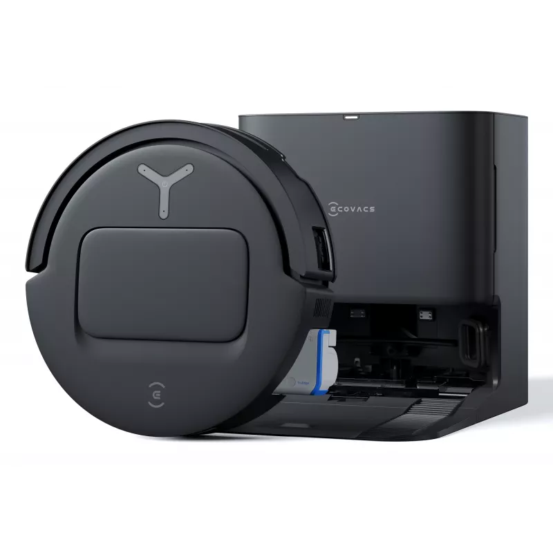 Robotputekļsūcējs Ecovacs Deebot T80 Omni — bezputekļu maisa 3 L putekļu, 0,11 L ūdens, 6400 mAh, 297 min darbības laiks, melns