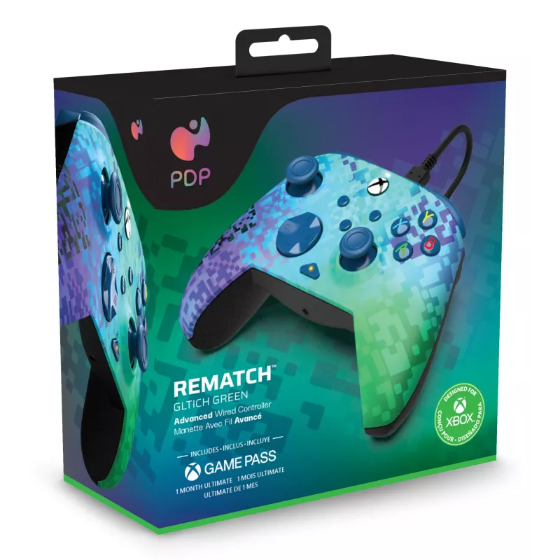 PDP Rematch Advanced Black, Green vadu spēļu kontrolieris PC, Xbox One, Xbox Series S, Xbox Series X