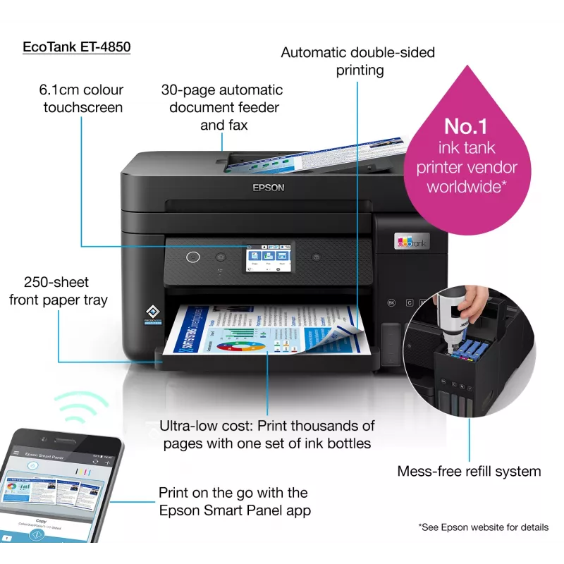 Epson EcoTank ET-4850 Daudzfunkciju printeris A4 4800 x 1200 DPI 33 ppm Wi-Fi