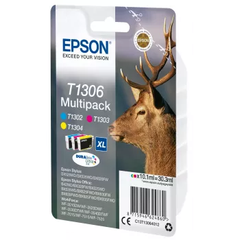 Epson Stag Multipack 3 krāsas T1306 DURABrite Ultra Tinte, Augstas (XL) ietilpības, Ciāna, Fuksīna, Dzeltena, Pigmenta tinte, 10.1 ml, 1 gab., Multi pack