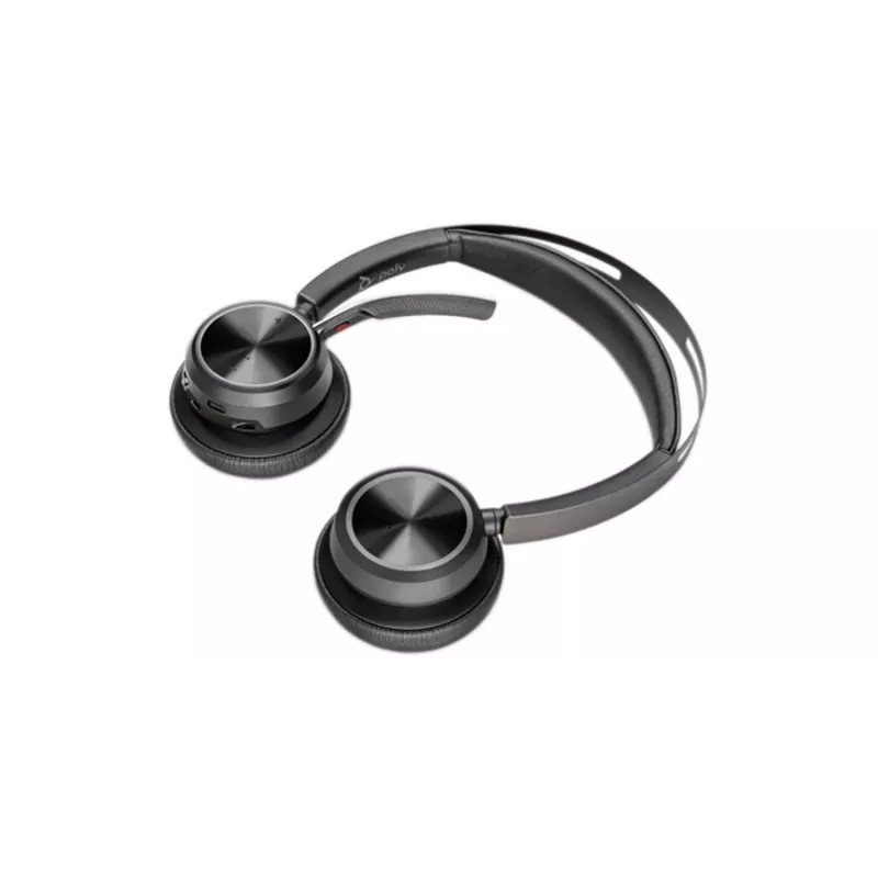 HP Poly Voyager Focus 2 USB-C-C austiņas + USB-C/A adapteris + uzlādes statīvs