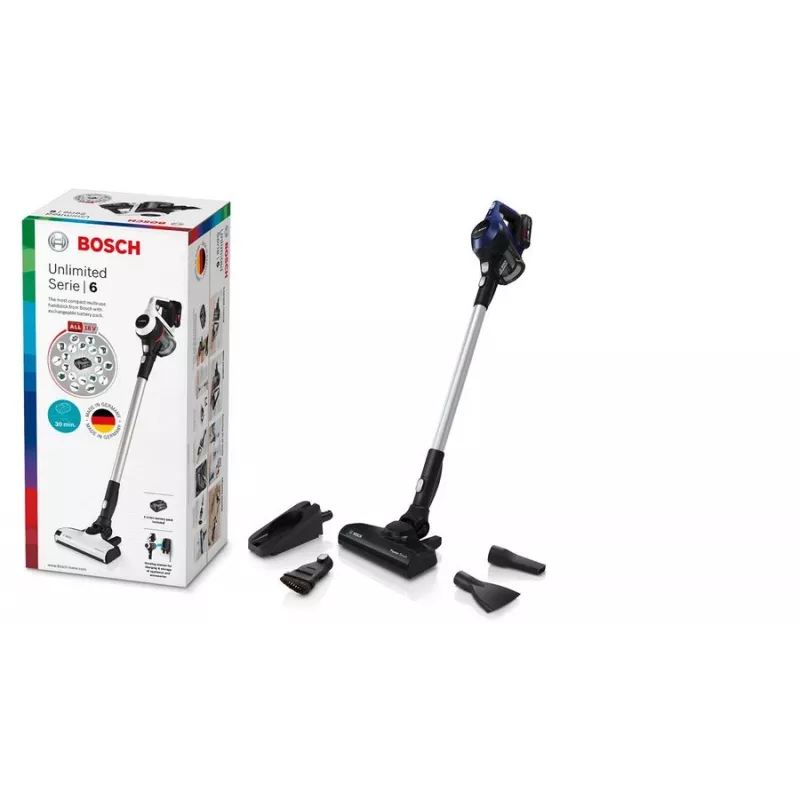 Bosch Serie 6 BBS611MAT kociņu putekļsūcējs 2-in-1, bezmaiss, 0.3 L, zils, 2.5 Ah