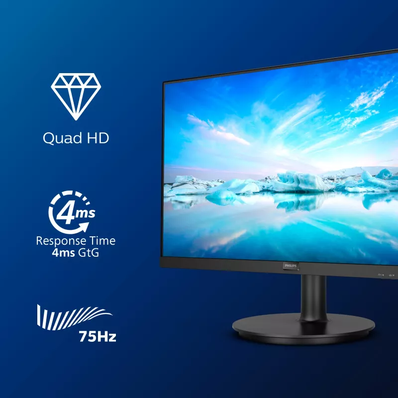 Philips V Line 275V8LA/00 datora monitors 27 collas QHD LED melns