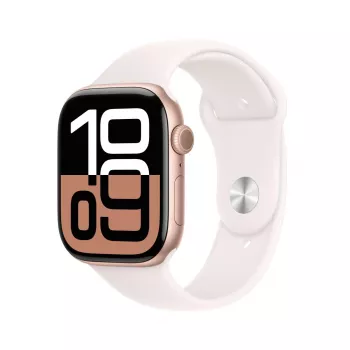 APPLE Watch Series 10 GPS 46mm Rožu Zelta Alumīnija Korpusā ar Gaiši Rožu Sporta Siksniņu - M/L