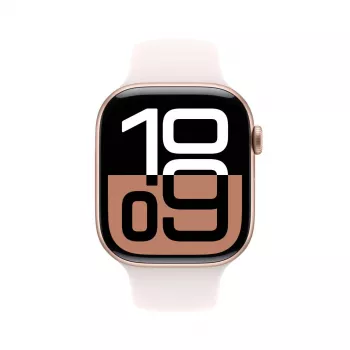 APPLE Watch Series 10 GPS 46mm Rožu Zelta Alumīnija Korpusā ar Gaiši Rožu Sporta Siksniņu - M/L