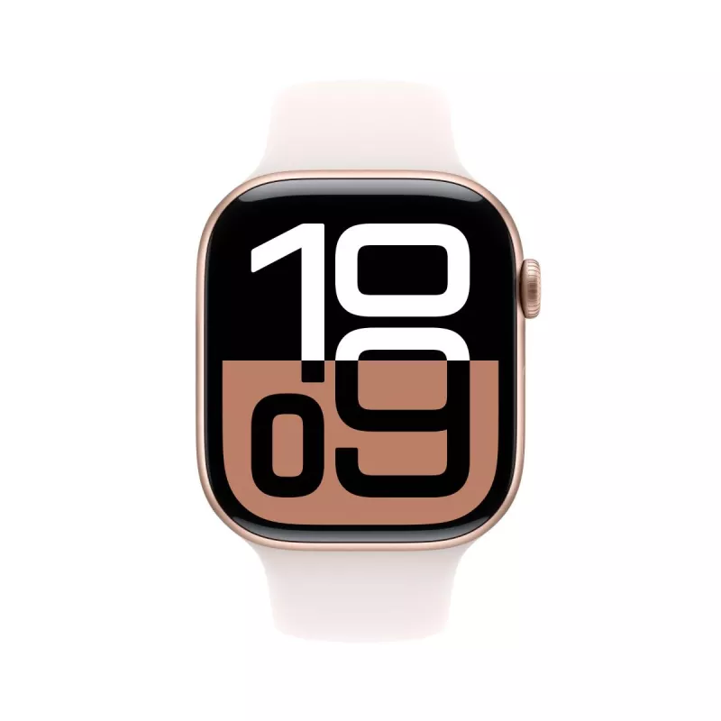 APPLE Watch Series 10 GPS 46mm Rožu Zelta Alumīnija Korpusā ar Gaiši Rožu Sporta Siksniņu - M/L