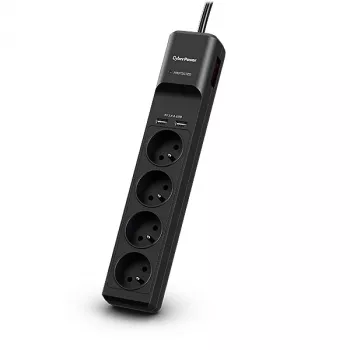 CyberPower Tracer III P0420SUD0-FR pārsprieguma aizsargs Melns 4 kontaktligzdas 200 - 250 V 1.8 m