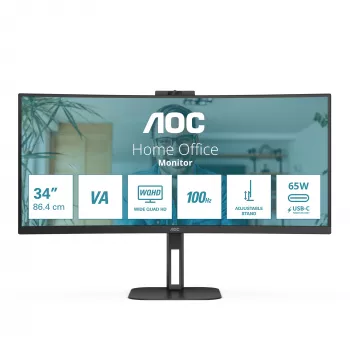 AOC CU34V5CW 34 collu līkts monitors WQHD, USB-C, Windows Hello