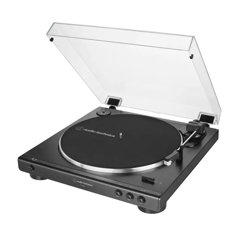 Audio-Technica AT-LP60X pilnībā automātisks jostas piedziņas atskaņotājs melnā krāsā