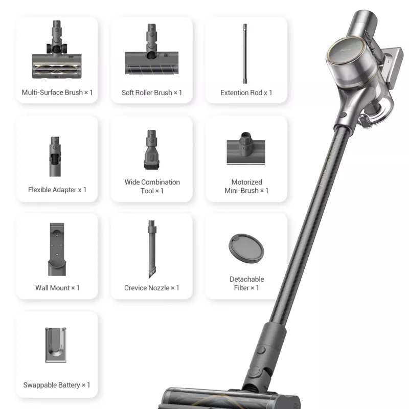 Bezvadu stieņa putekļsūcējs Dreame R20, 2-in-1, melns, 0.6 L, sausā tīrīšana