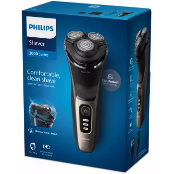 Philips 3000 Series S3242/12 elektriskais skuveklis — 3 rotējošas galviņas, slapjā/sausā skūšana, 60 min darbība, litija jons