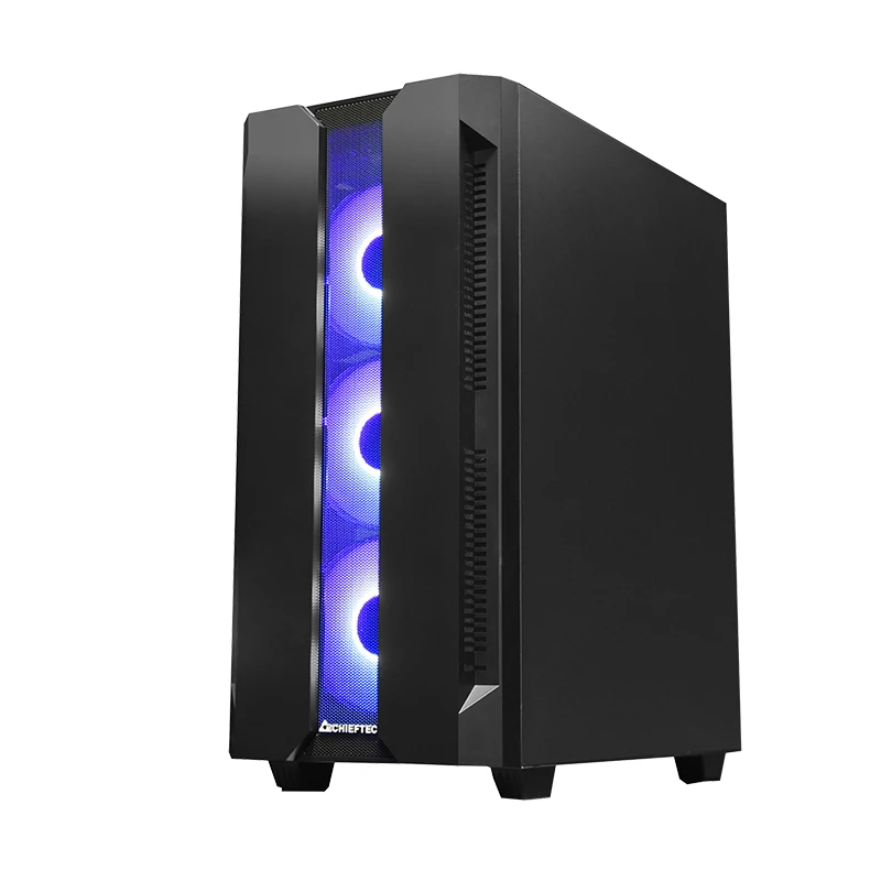 Korpus CHIEFTEC GS-01B-OP Tower Melns — rūdīts stikls, RGB ventilatori, atbalsta ATX/Micro-ATX, GPU līdz 320 mm