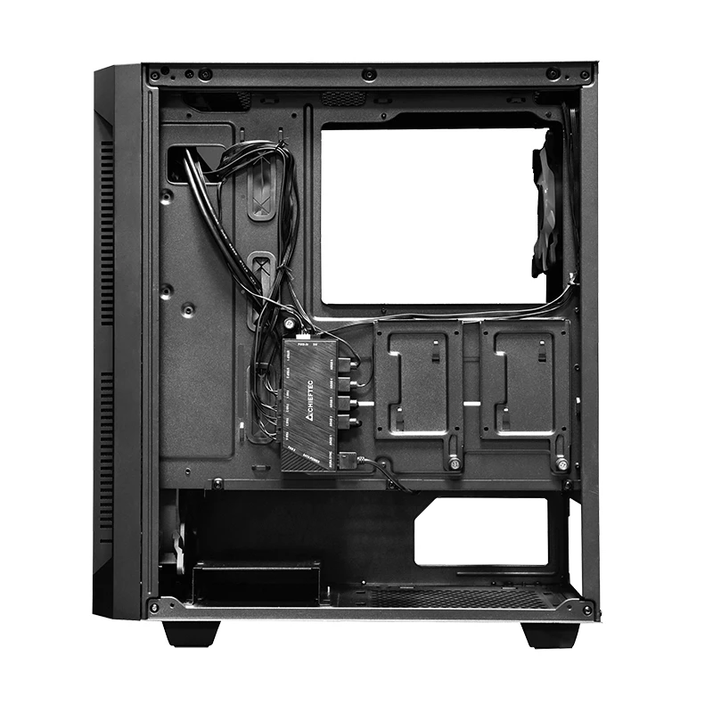 Korpus CHIEFTEC GS-01B-OP Tower Melns — rūdīts stikls, RGB ventilatori, atbalsta ATX/Micro-ATX, GPU līdz 320 mm