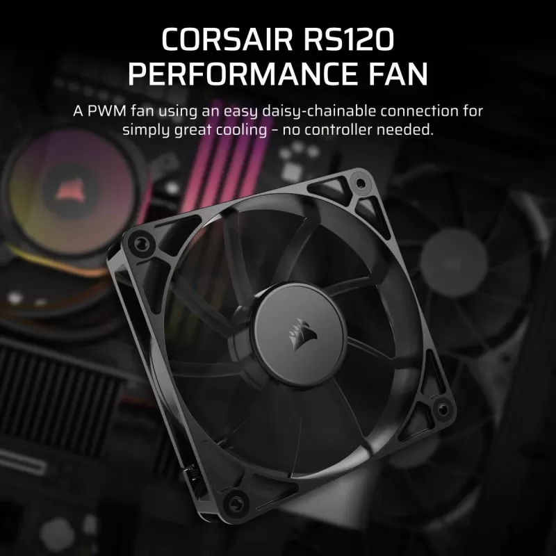 Corsair RS120 CO-9050188-WW PWM datora korpusa ventilators, 120 mm, melnā krāsā