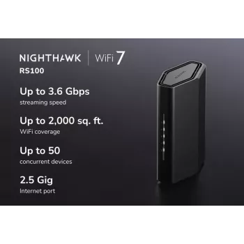NETGEAR Nighthawk bezvadu maršrutētājs 2.5 Gigabit Ethernet, divjoslu (2.4 GHz / 5 GHz), melns