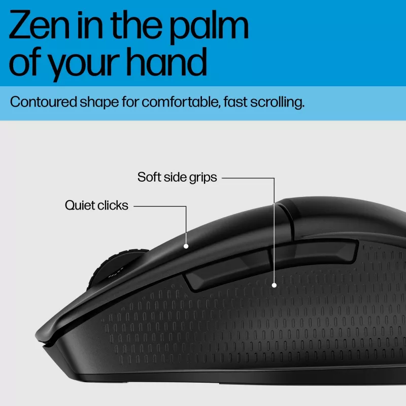 HP 480 Comfort Bluetooth pele, labā roka, Bluetooth, 4000 DPI, melna