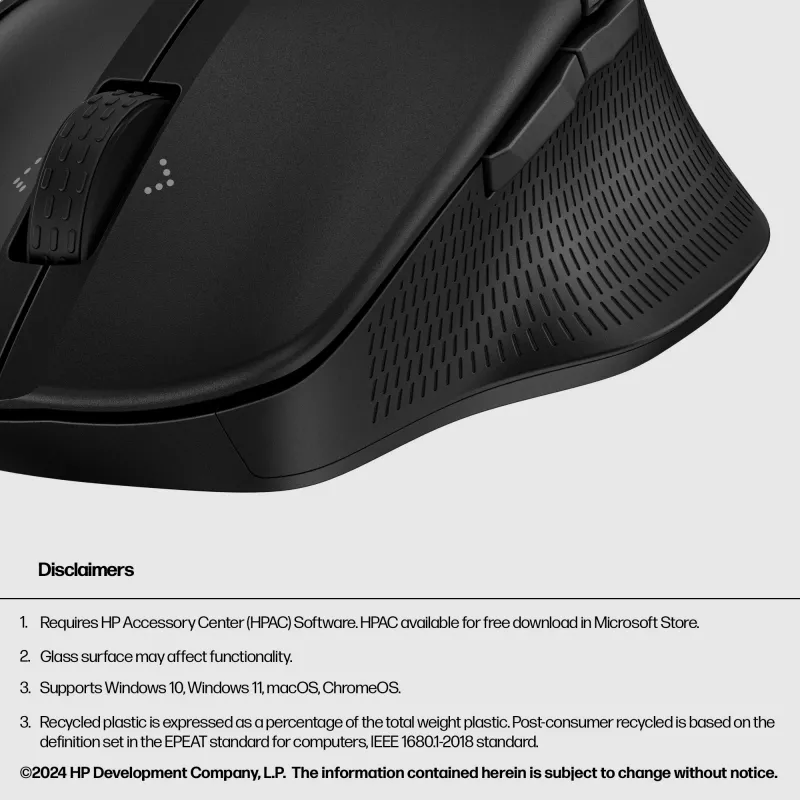 HP 480 Comfort Bluetooth pele, labā roka, Bluetooth, 4000 DPI, melna