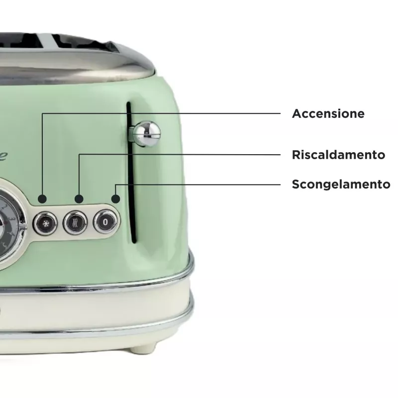 Ariete Vintage 156 4 šķēlīšu tosteris, 1600 W, gaiši zaļā krāsā