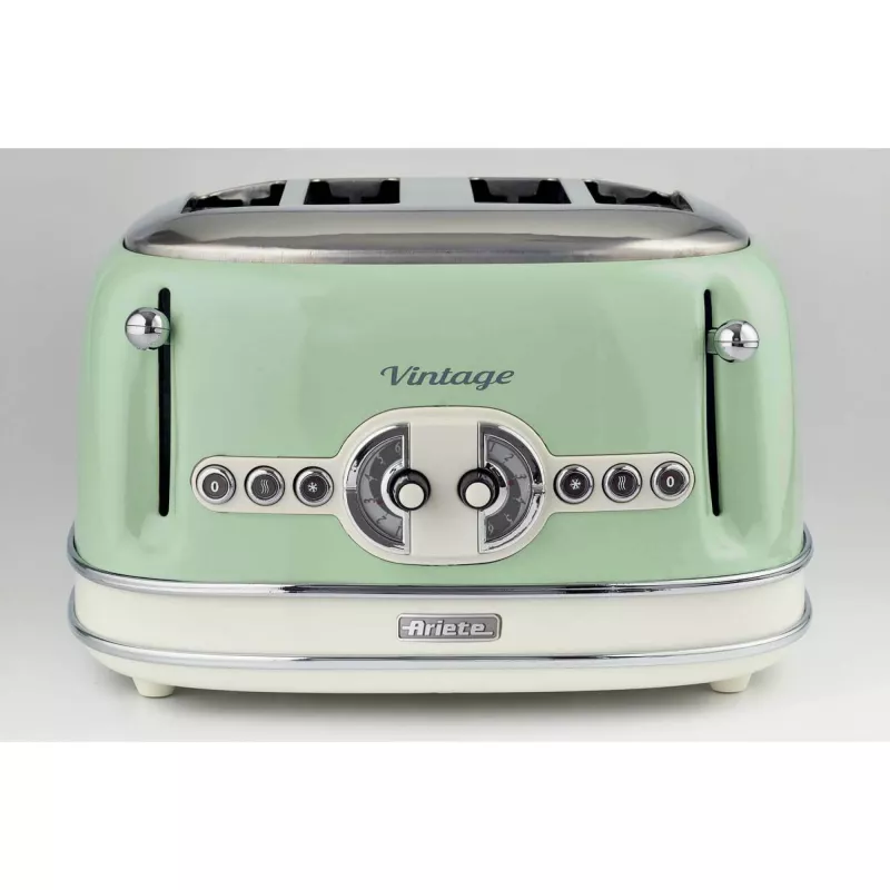 Ariete Vintage 156 4 šķēlīšu tosteris, 1600 W, gaiši zaļā krāsā