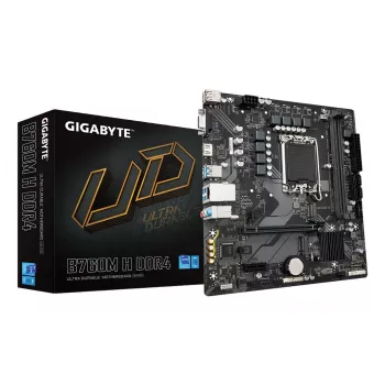 GIGABYTE B760M H DDR4 mātesplate - atbalsta Intel Core 14. paaudzes CPU, 6+1+1 fāžu digitālais VRM, līdz 3200MHz DDR4 (OC), 2xPCIe 4.0 M.2, GbE LAN, USB 3.2 Gen1