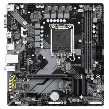 GIGABYTE B760M H DDR4 mātesplate - atbalsta Intel Core 14. paaudzes CPU, 6+1+1 fāžu digitālais VRM, līdz 3200MHz DDR4 (OC), 2xPCIe 4.0 M.2, GbE LAN, USB 3.2 Gen1