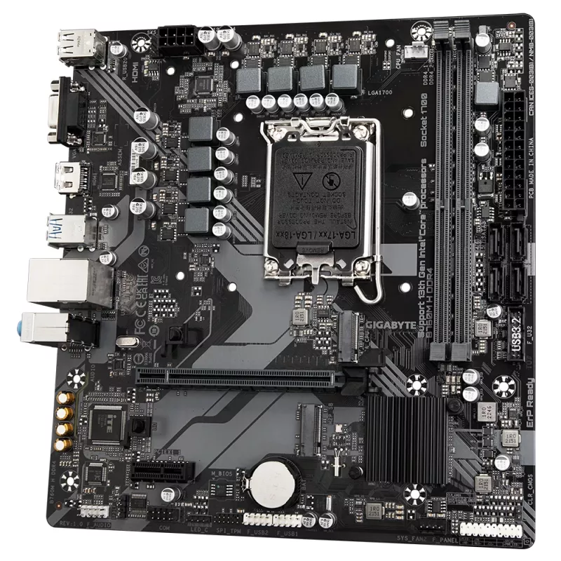 GIGABYTE B760M H DDR4 mātesplate - atbalsta Intel Core 14. paaudzes CPU, 6+1+1 fāžu digitālais VRM, līdz 3200MHz DDR4 (OC), 2xPCIe 4.0 M.2, GbE LAN, USB 3.2 Gen1