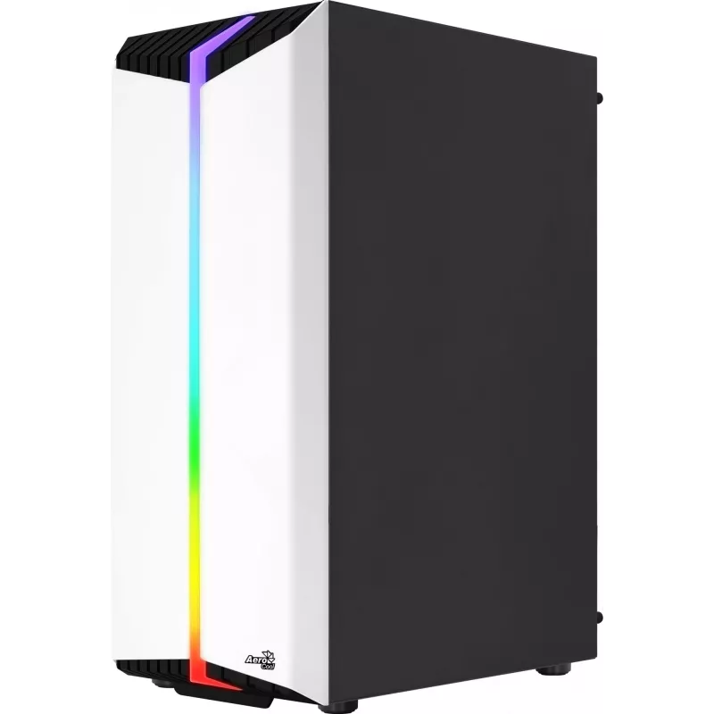 Aerocool Bionic V2 Midi Tower datora korpuss, ATX / micro ATX / Mini-ITX, rūdīts stikls, RGB, baltā krāsā