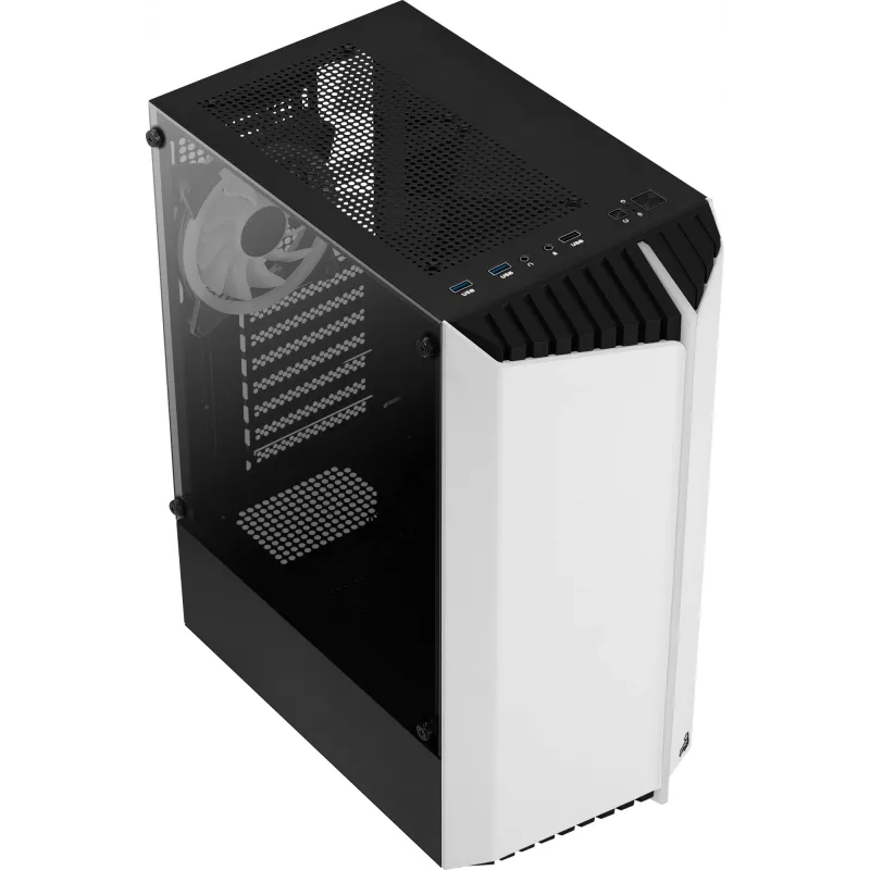 Aerocool Bionic V2 Midi Tower datora korpuss, ATX / micro ATX / Mini-ITX, rūdīts stikls, RGB, baltā krāsā