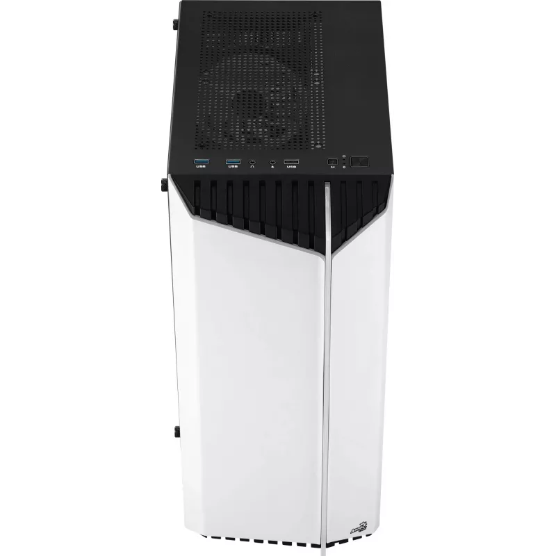 Aerocool Bionic V2 Midi Tower datora korpuss, ATX / micro ATX / Mini-ITX, rūdīts stikls, RGB, baltā krāsā