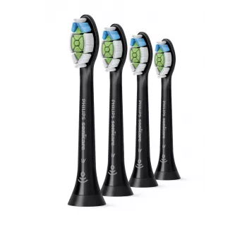 Philips Sonicare HX6064/88 Optimal White nomaināmās birstes galviņas — 4 gab., melnas, vidēji cieti sari, 62 000 kustību/min