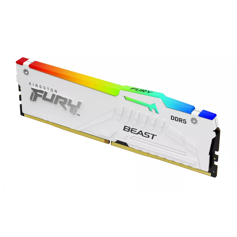 Kingston FURY Beast 32GB (2x16GB) DDR5 5600MHz CL36 atmiņas komplekts baltā krāsā ar RGB apgaismojumu un AMD EXPO atbalstu