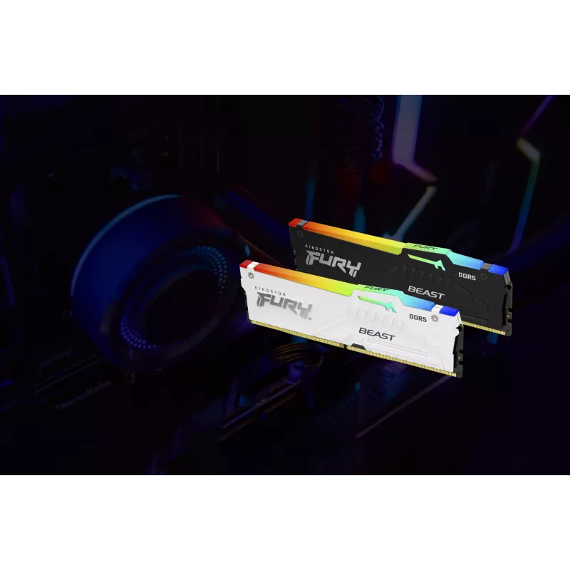 Kingston FURY Beast 32GB (2x16GB) DDR5 5600MHz CL36 atmiņas komplekts baltā krāsā ar RGB apgaismojumu un AMD EXPO atbalstu