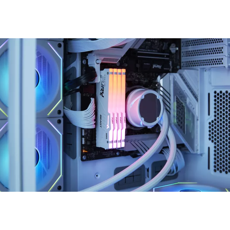 Kingston FURY Beast 32GB (2x16GB) DDR5 5600MHz CL36 atmiņas komplekts baltā krāsā ar RGB apgaismojumu un AMD EXPO atbalstu