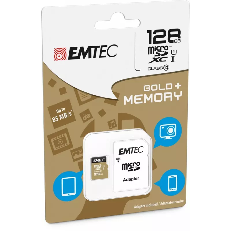 EMTEC Micro SD kartes SDXC Class 10 Gold 128GB